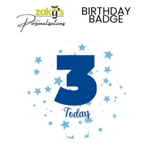 Picture of 3 TODAY BIRTHDAY BADGE BLUE STAR